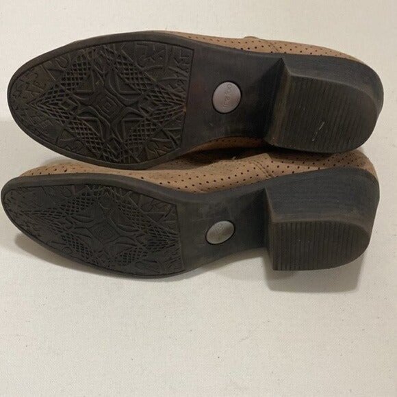 - Me too Zola leather pull on ankle booties 9M casual tan y2k Festival Rodeo - Picture 8 of 11